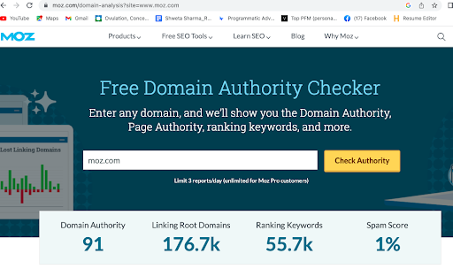 moz domain authority checker