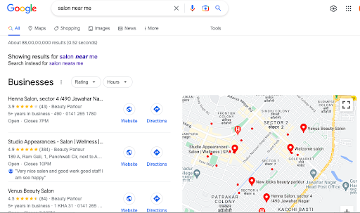 salon near me google search results