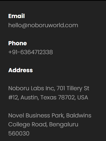 Contact details - Noboru World