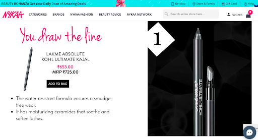 nykaa landing page example